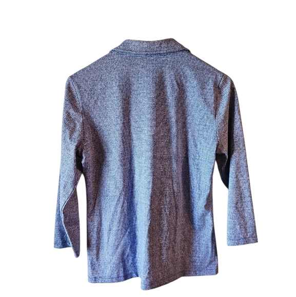 J.McLaughlin Knit Catalina Cloth V-Neck Point Collar 3/4 Sleeve Top Large Blue - Picture 4 of 8